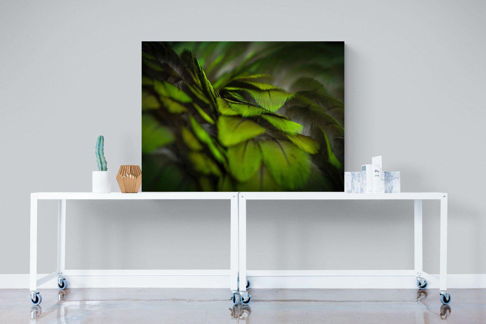 Green Feathers-Wall_Art-120 x 90cm-Mounted Canvas-No Frame-Pixalot