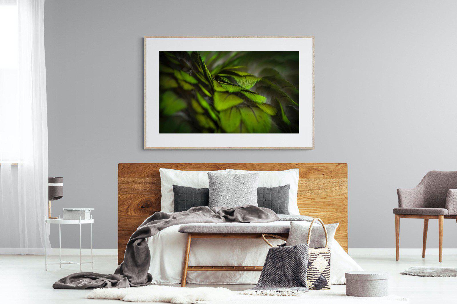 Green Feathers-Wall_Art-150 x 100cm-Framed Print-Wood-Pixalot