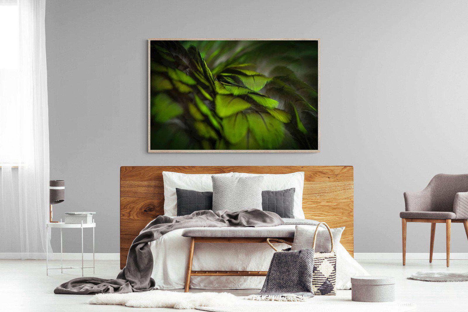 Green Feathers-Wall_Art-150 x 100cm-Mounted Canvas-Wood-Pixalot