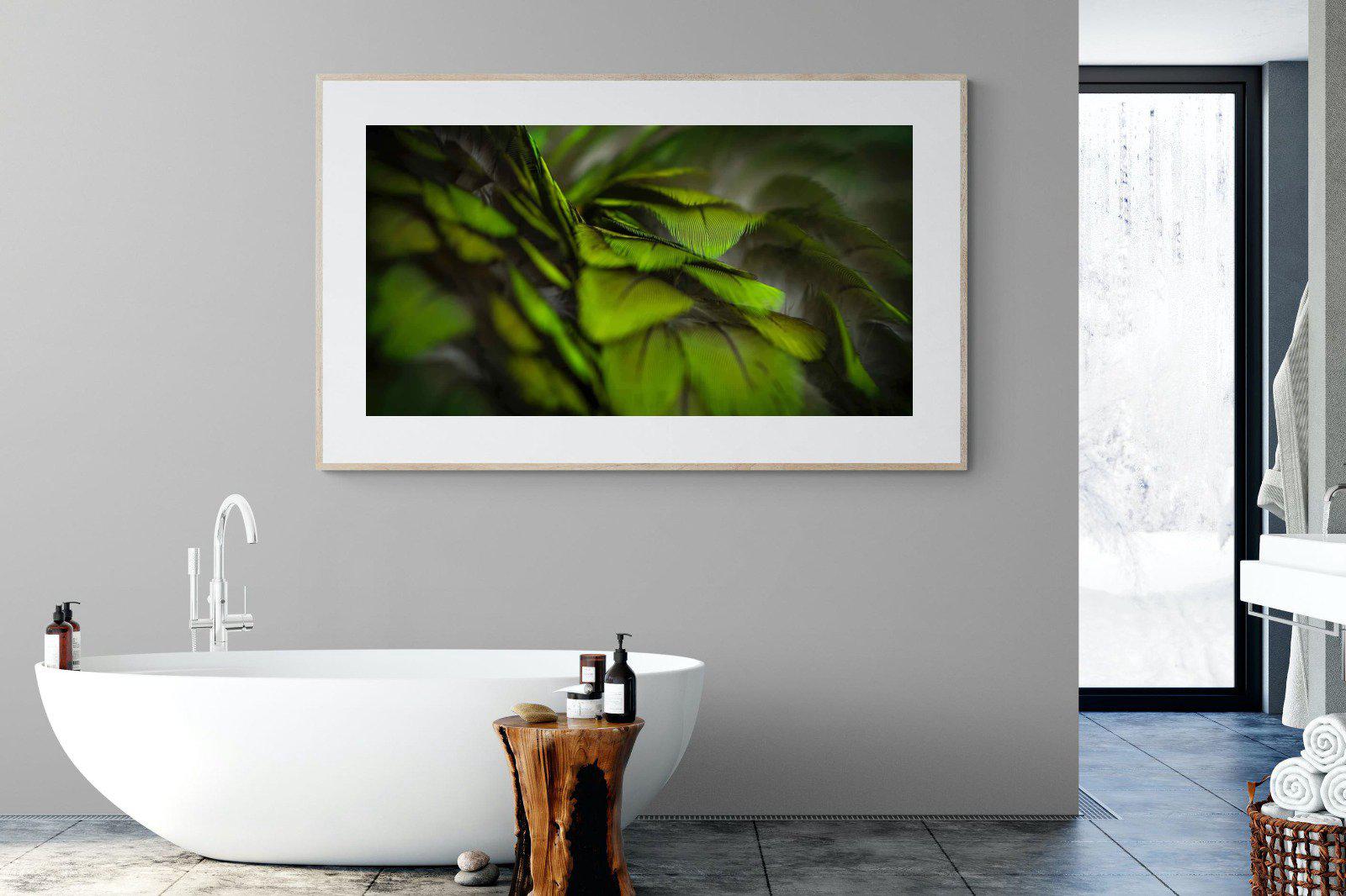 Green Feathers-Wall_Art-180 x 110cm-Framed Print-Wood-Pixalot