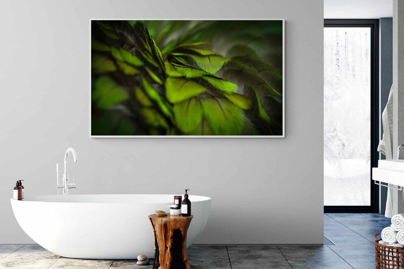 Green Feathers-Wall_Art-180 x 110cm-Mounted Canvas-White-Pixalot