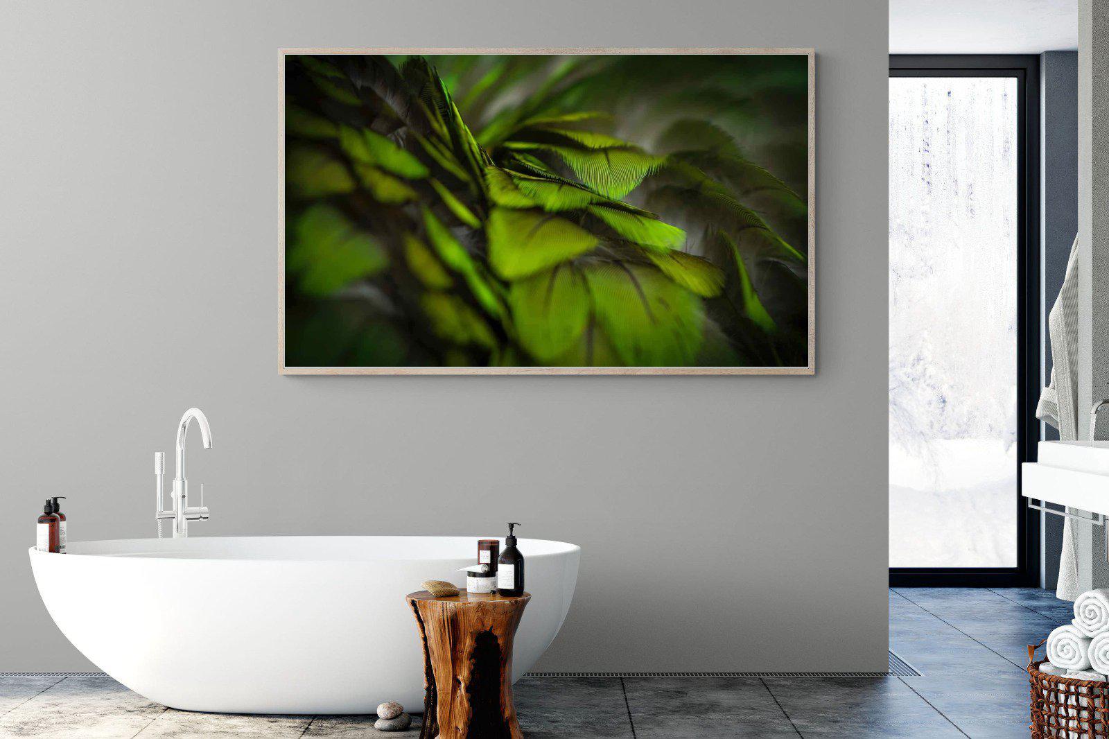 Green Feathers-Wall_Art-180 x 110cm-Mounted Canvas-Wood-Pixalot