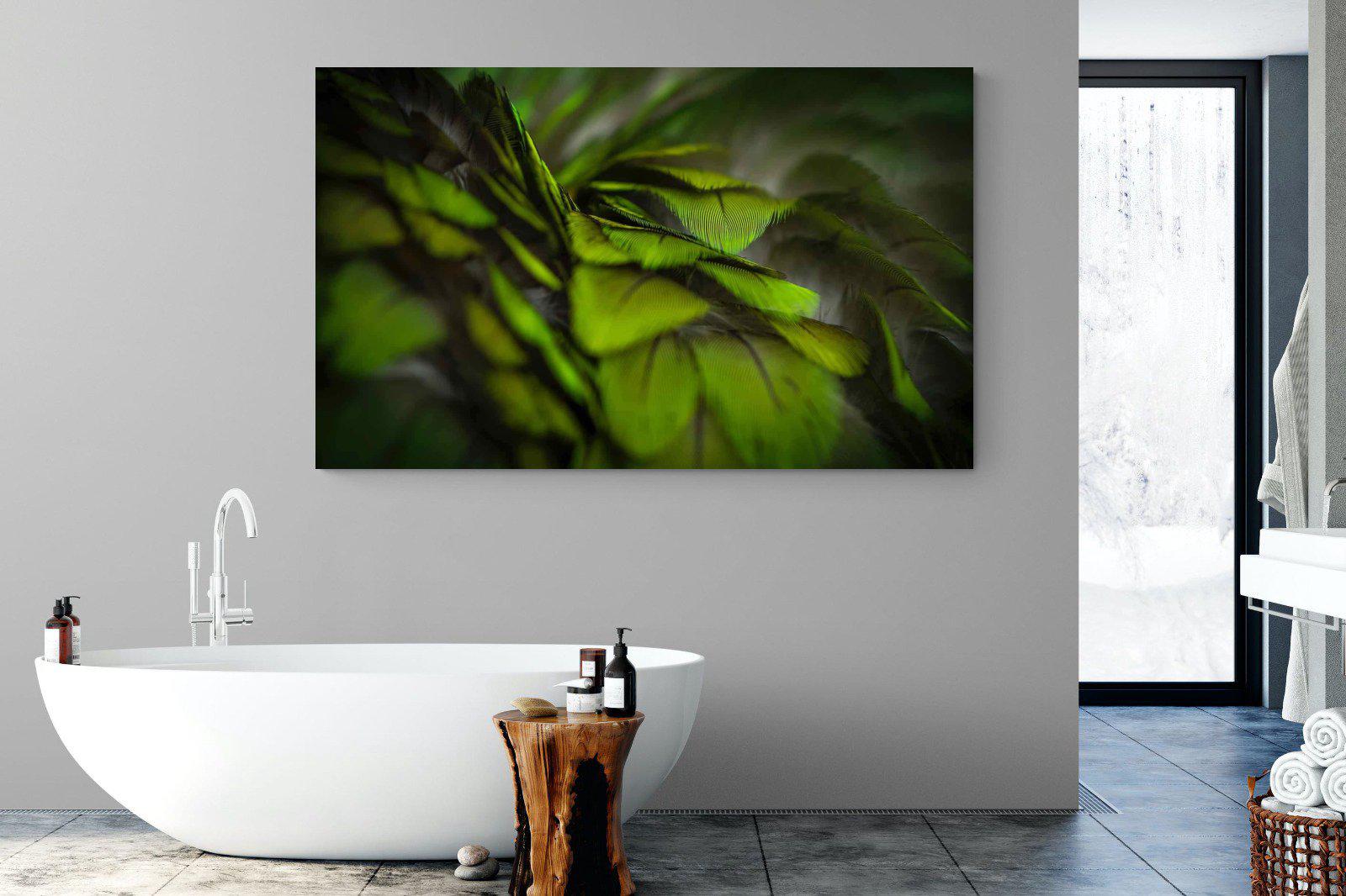 Green Feathers-Wall_Art-180 x 110cm-Mounted Canvas-No Frame-Pixalot