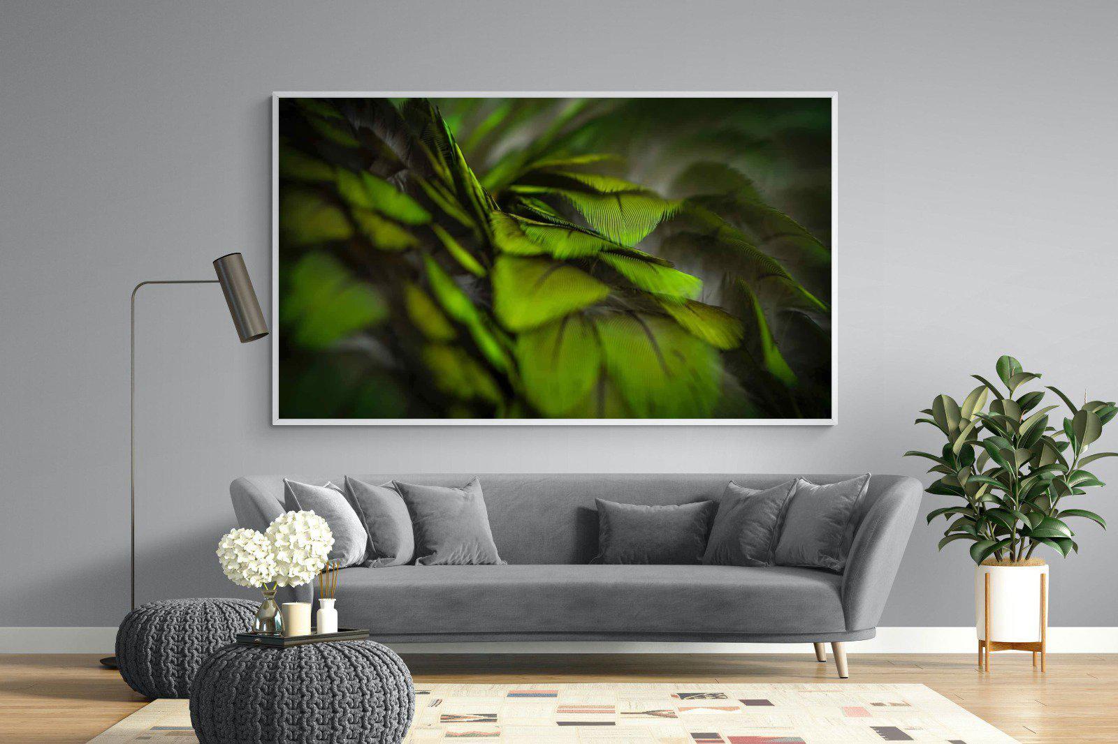Green Feathers-Wall_Art-220 x 130cm-Mounted Canvas-White-Pixalot