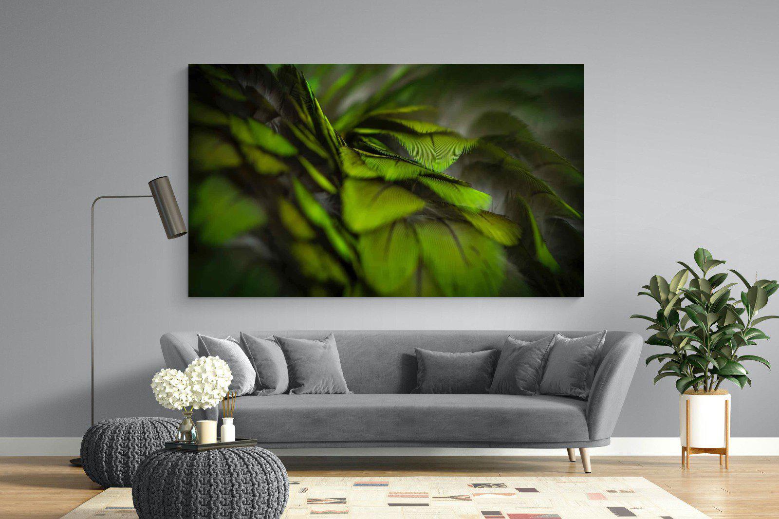 Green Feathers-Wall_Art-220 x 130cm-Mounted Canvas-No Frame-Pixalot