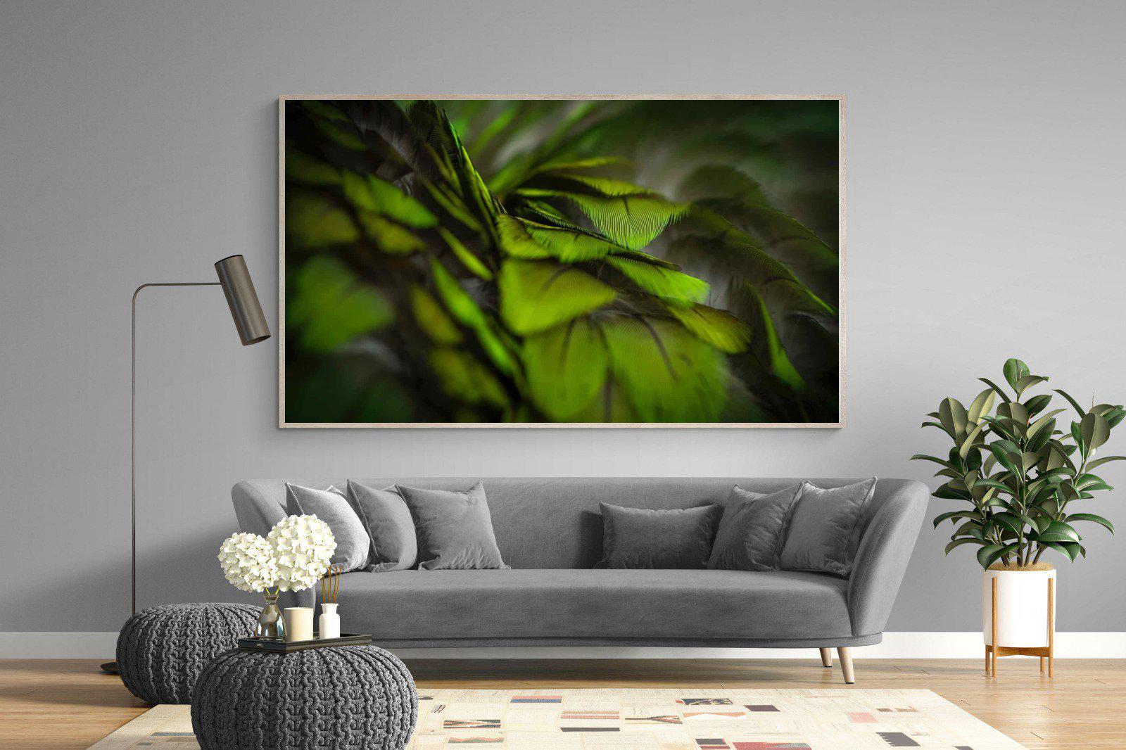 Green Feathers-Wall_Art-220 x 130cm-Mounted Canvas-Wood-Pixalot