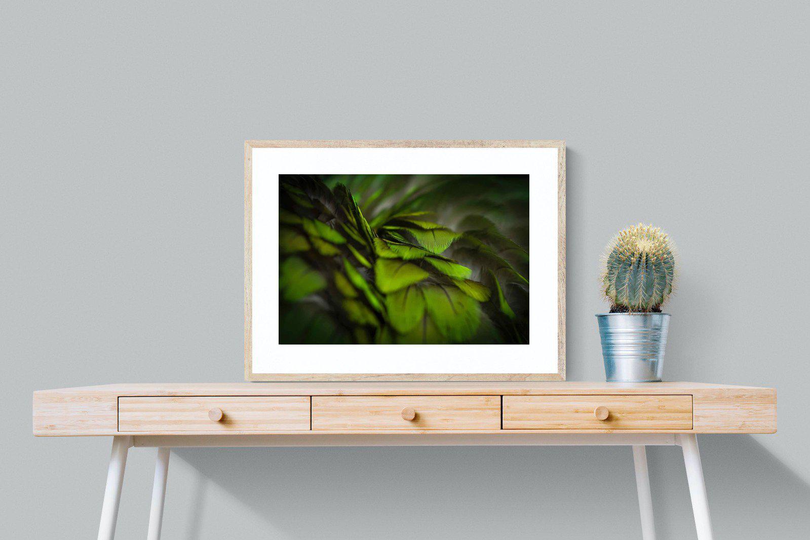 Green Feathers-Wall_Art-80 x 60cm-Framed Print-Wood-Pixalot