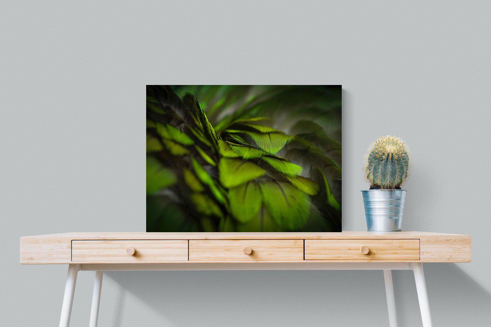 Green Feathers-Wall_Art-80 x 60cm-Mounted Canvas-No Frame-Pixalot