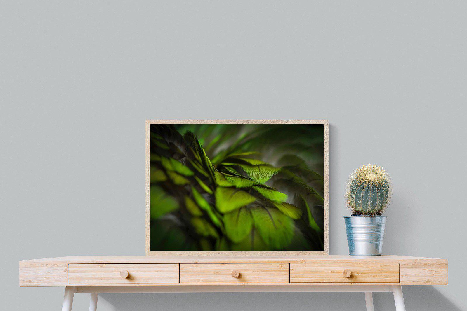 Green Feathers-Wall_Art-80 x 60cm-Mounted Canvas-Wood-Pixalot