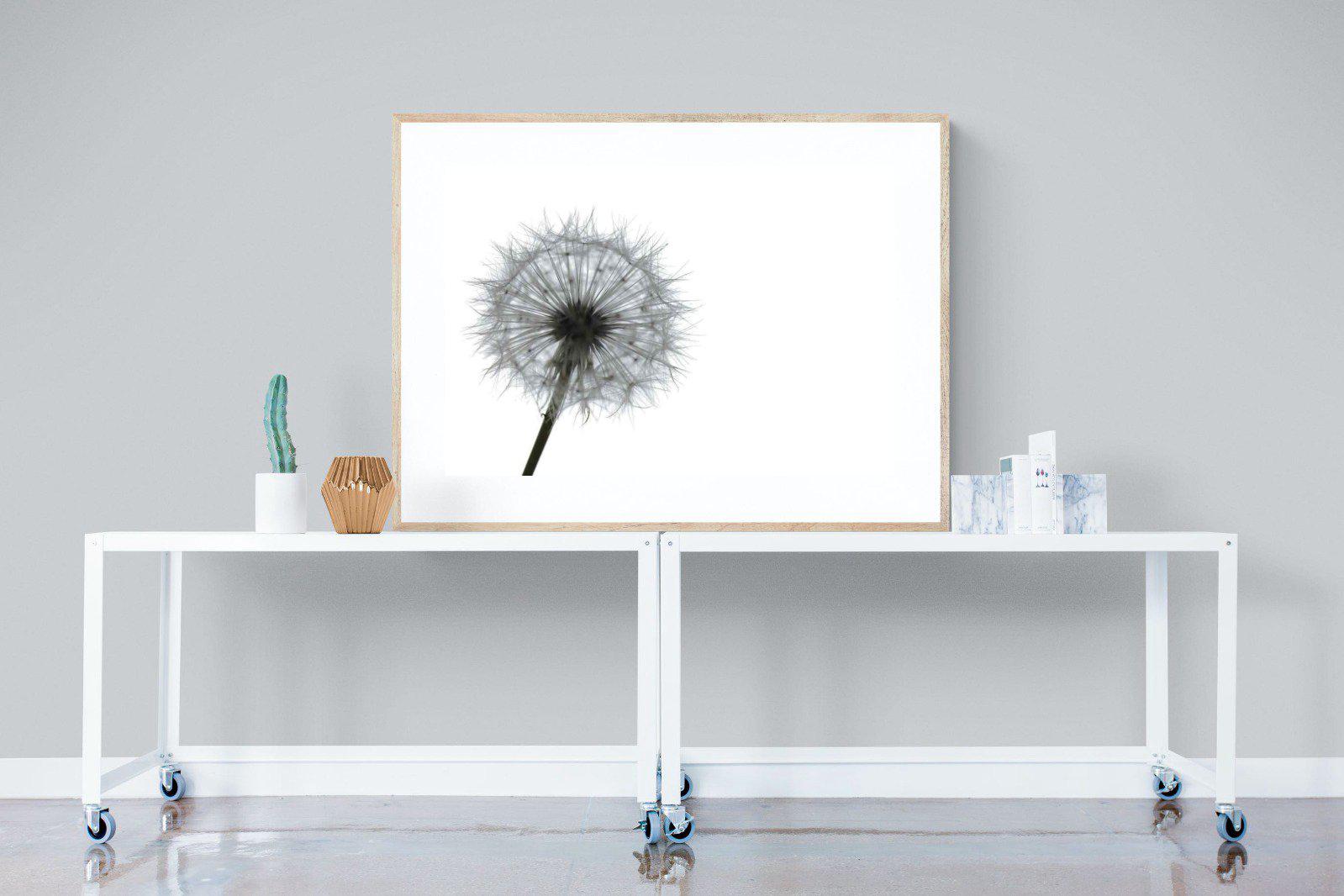 Grey Dandelion-Wall_Art-120 x 90cm-Framed Print-Wood-Pixalot