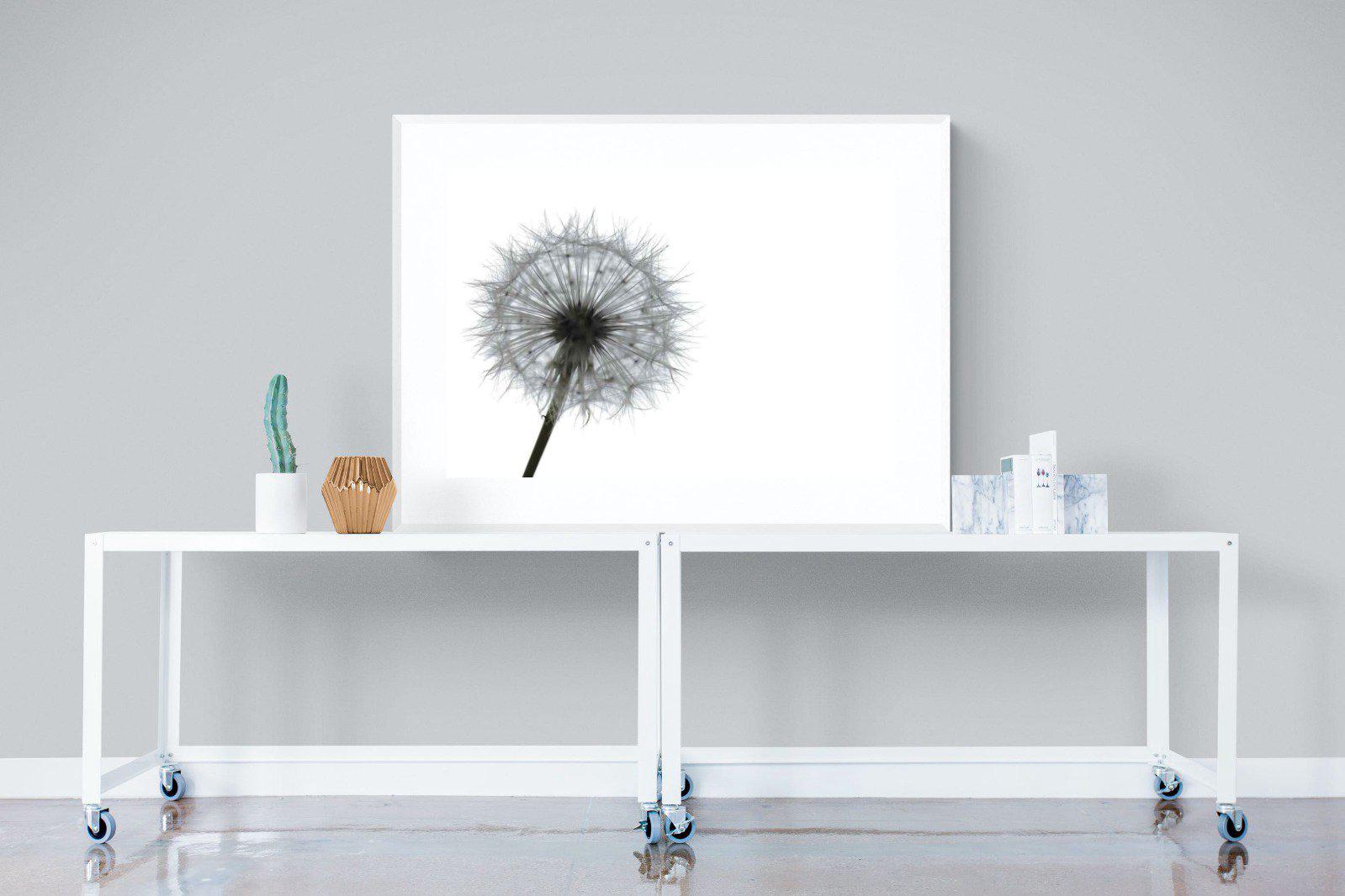 Grey Dandelion-Wall_Art-120 x 90cm-Framed Print-White-Pixalot