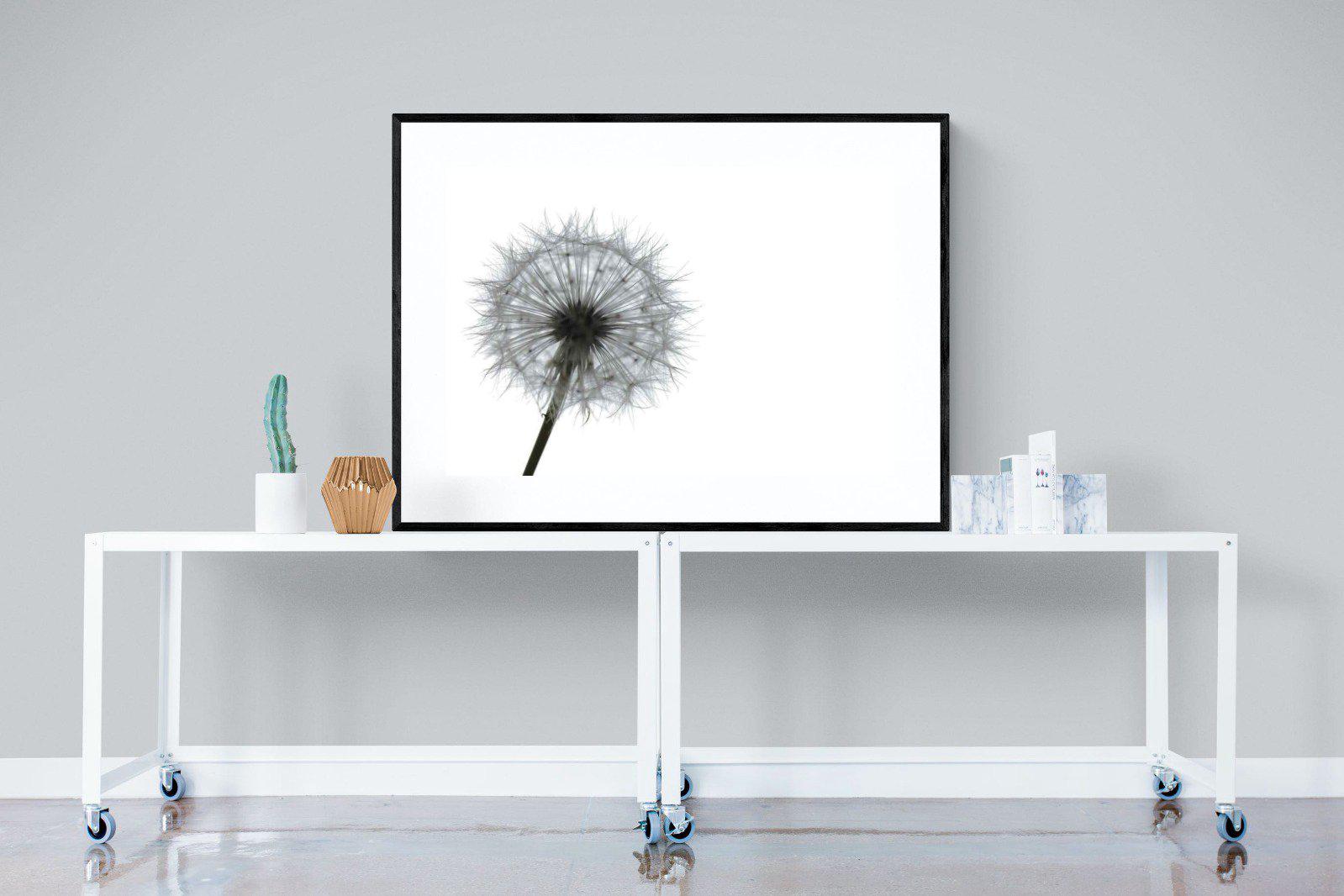 Grey Dandelion-Wall_Art-120 x 90cm-Framed Print-Black-Pixalot