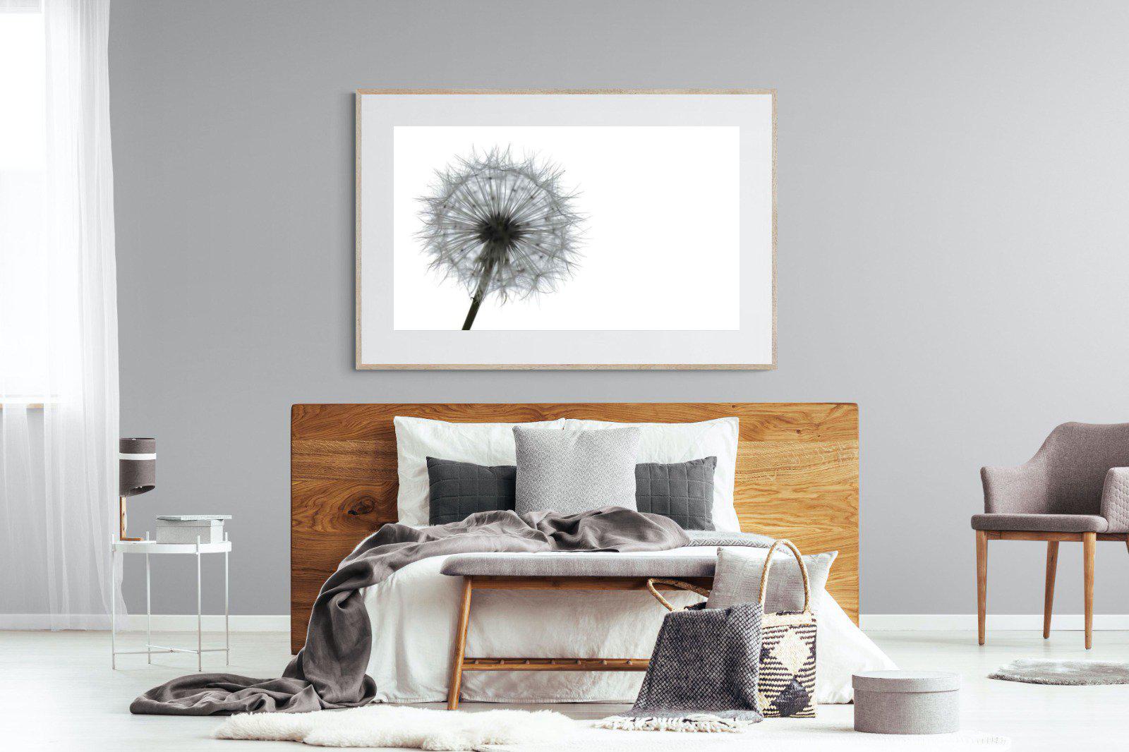 Grey Dandelion-Wall_Art-150 x 100cm-Framed Print-Wood-Pixalot