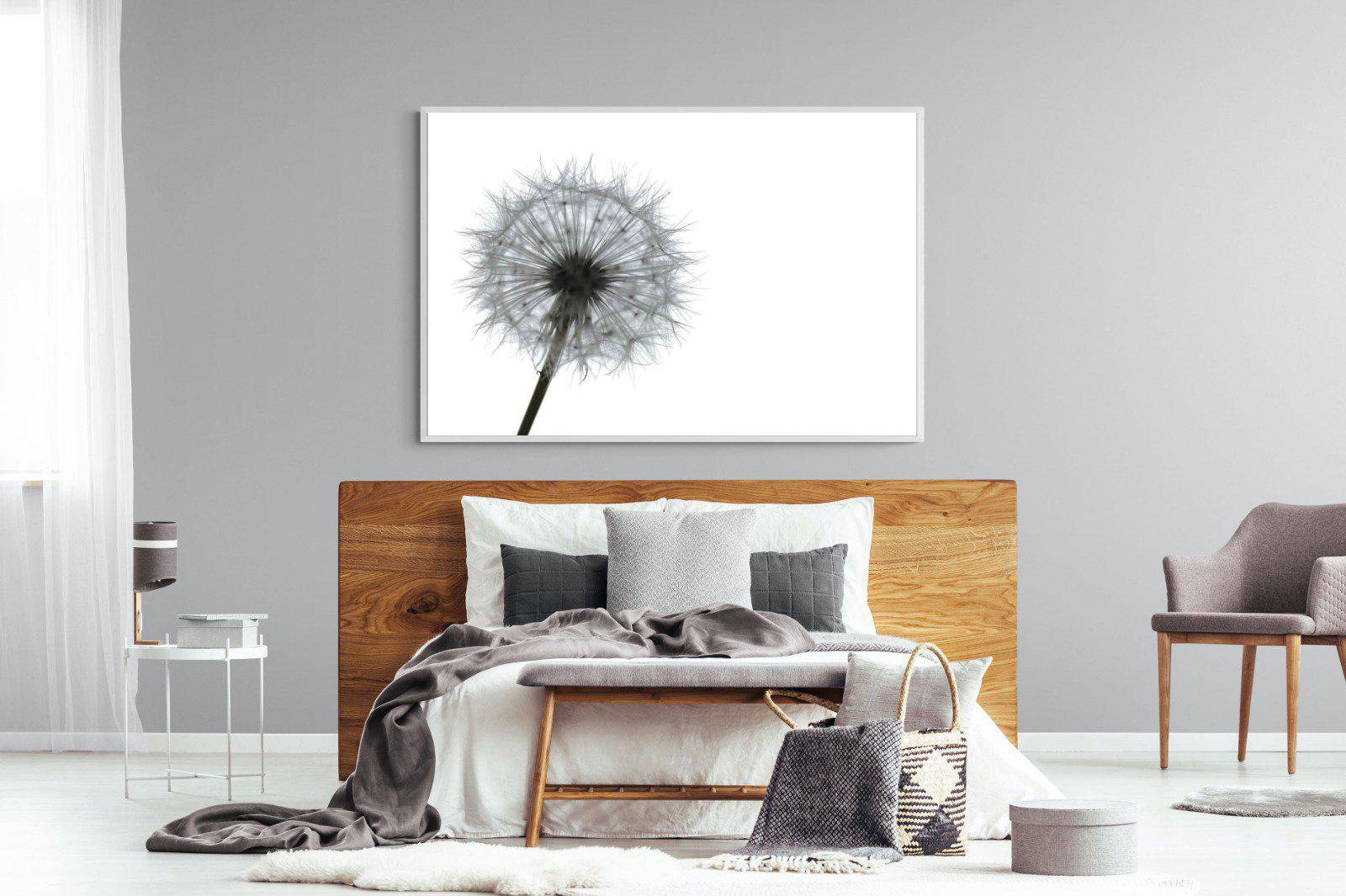 Grey Dandelion-Wall_Art-150 x 100cm-Mounted Canvas-White-Pixalot