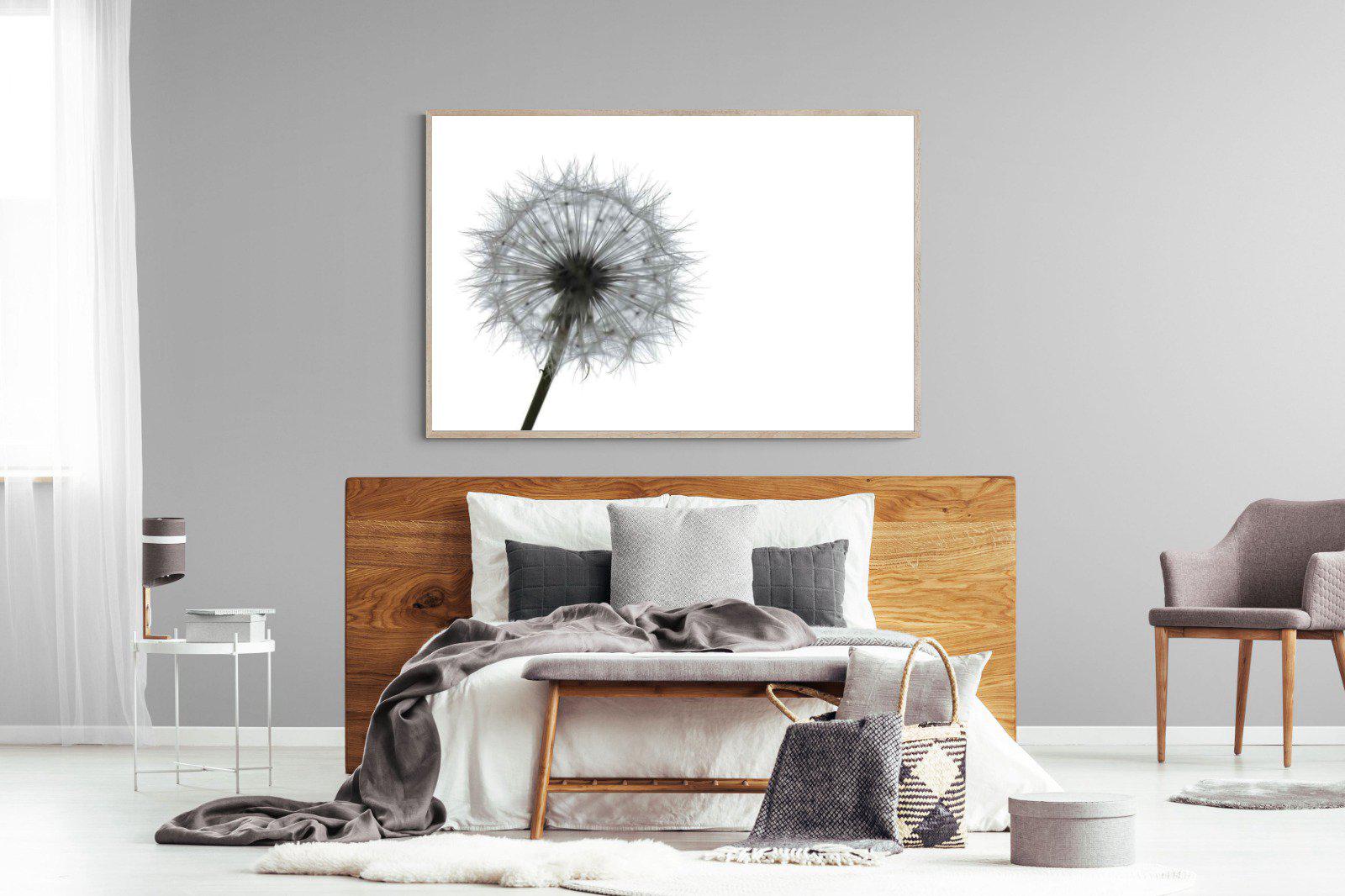 Grey Dandelion-Wall_Art-150 x 100cm-Mounted Canvas-Wood-Pixalot