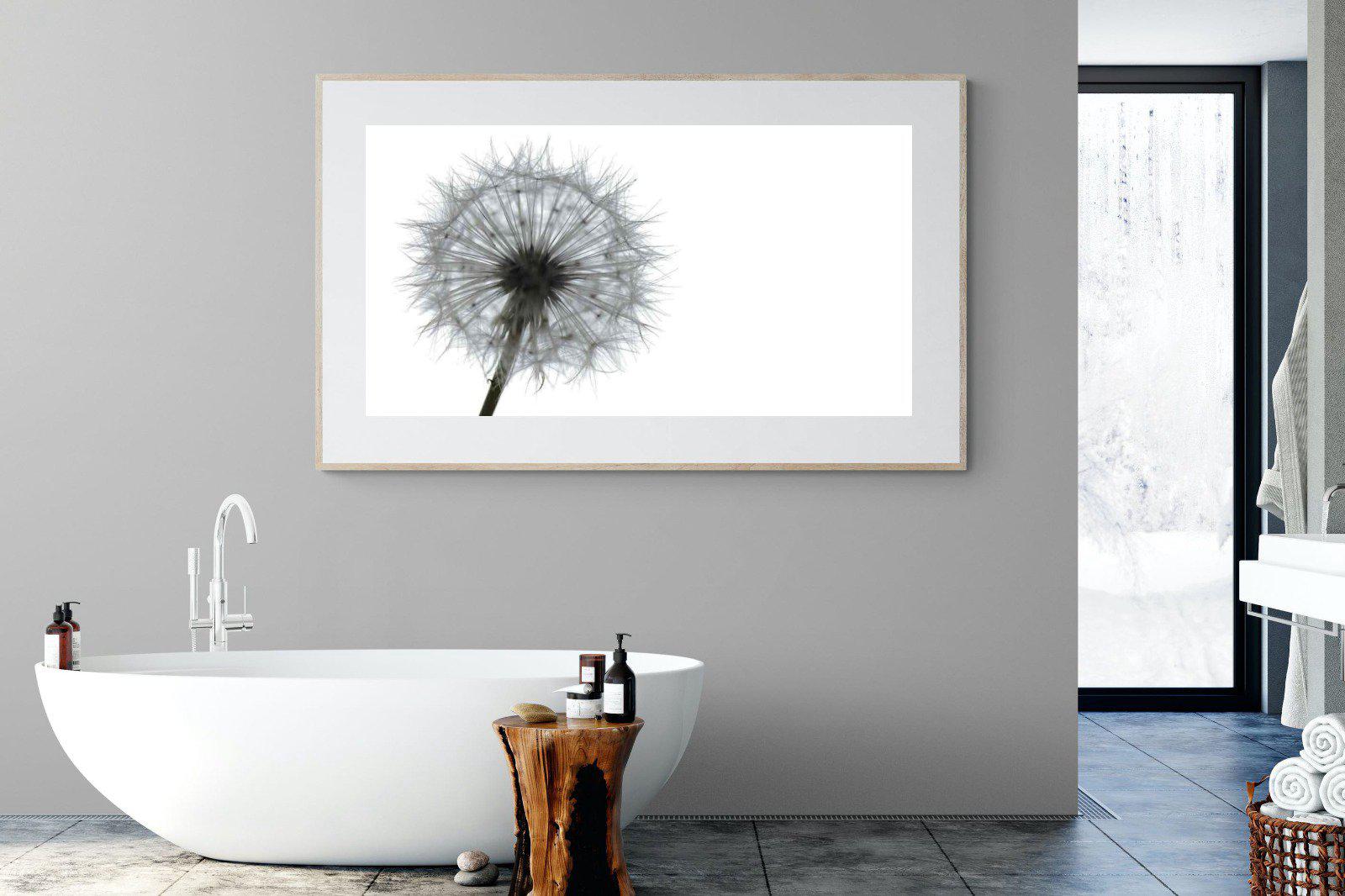 Grey Dandelion-Wall_Art-180 x 110cm-Framed Print-Wood-Pixalot