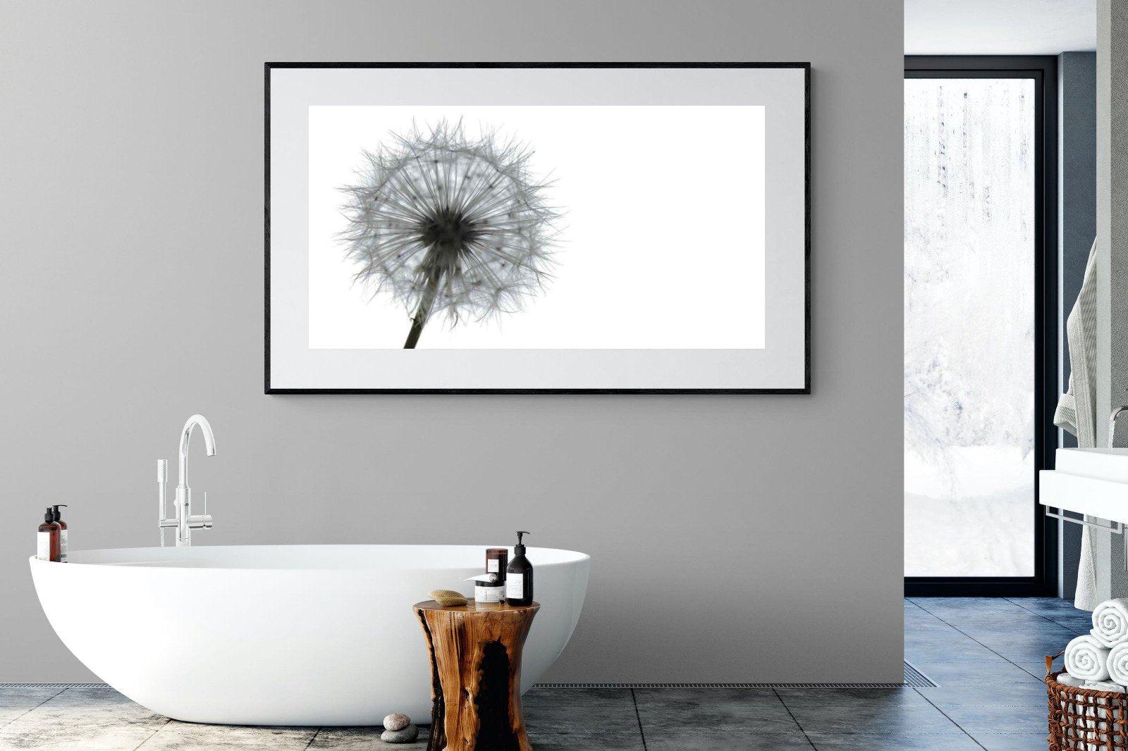 Grey Dandelion-Wall_Art-180 x 110cm-Framed Print-Black-Pixalot