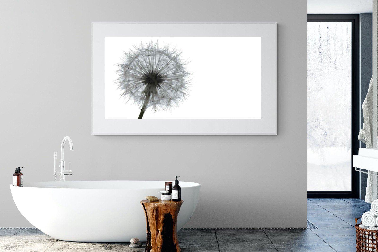 Grey Dandelion-Wall_Art-180 x 110cm-Framed Print-White-Pixalot