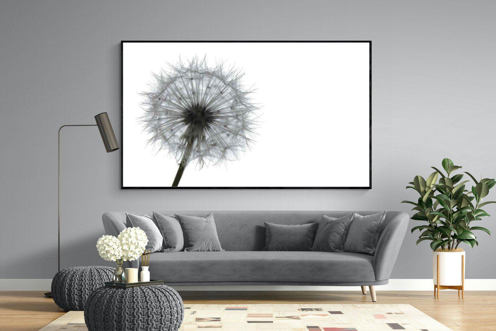 Grey Dandelion-Wall_Art-220 x 130cm-Mounted Canvas-Black-Pixalot