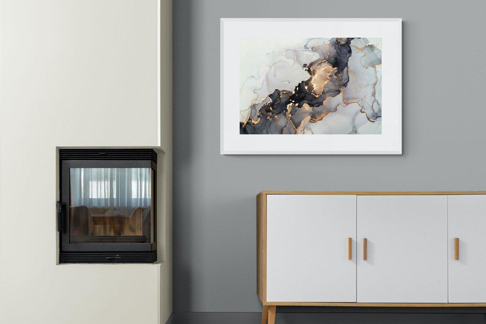 Grey & Gold Marble-Wall_Art-100 x 75cm-Framed Print-White-Pixalot