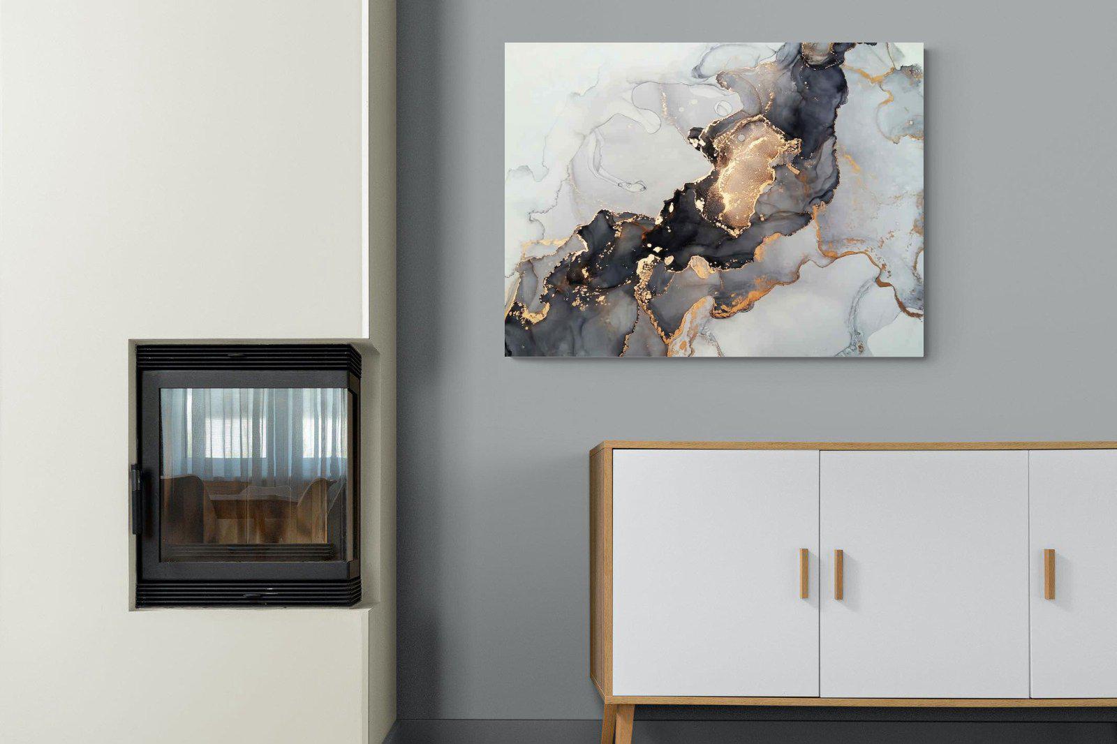 Grey & Gold Marble-Wall_Art-100 x 75cm-Mounted Canvas-No Frame-Pixalot