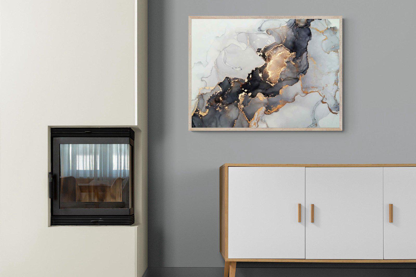Grey & Gold Marble-Wall_Art-100 x 75cm-Mounted Canvas-Wood-Pixalot