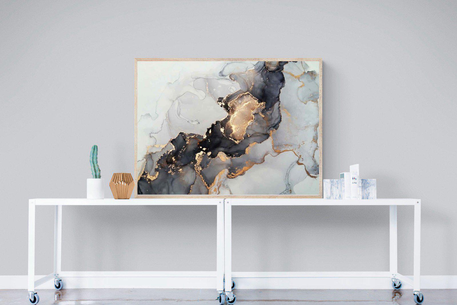 Grey & Gold Marble-Wall_Art-120 x 90cm-Mounted Canvas-Wood-Pixalot