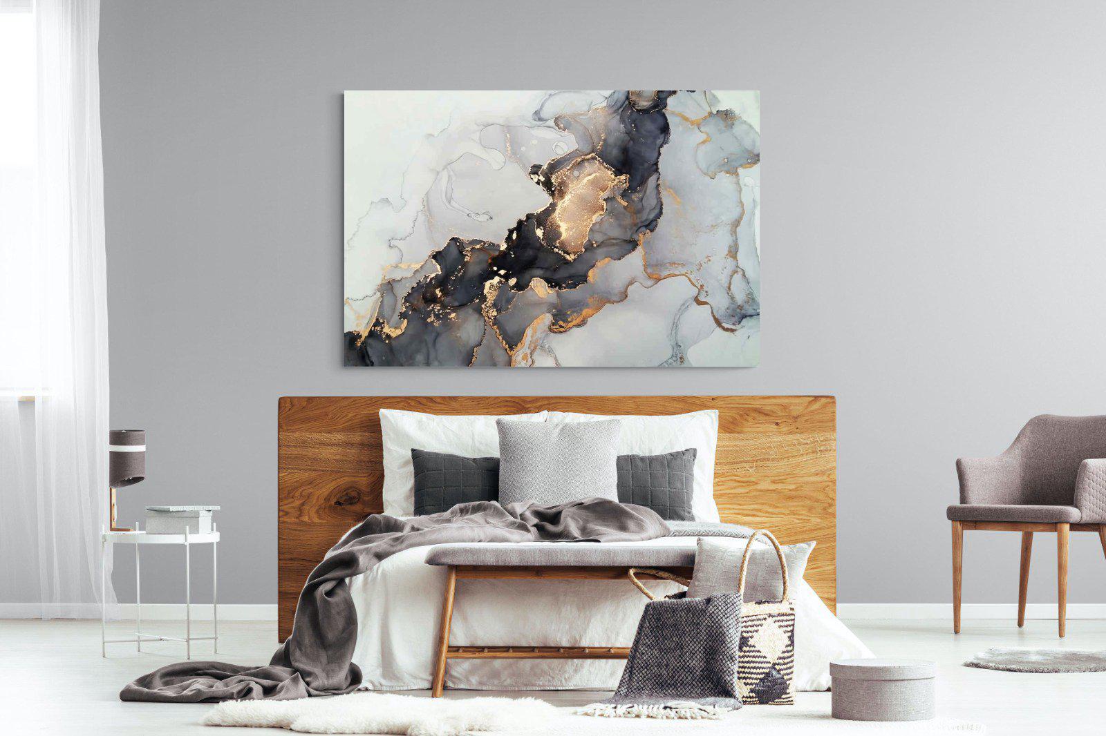 Grey & Gold Marble-Wall_Art-150 x 100cm-Mounted Canvas-No Frame-Pixalot