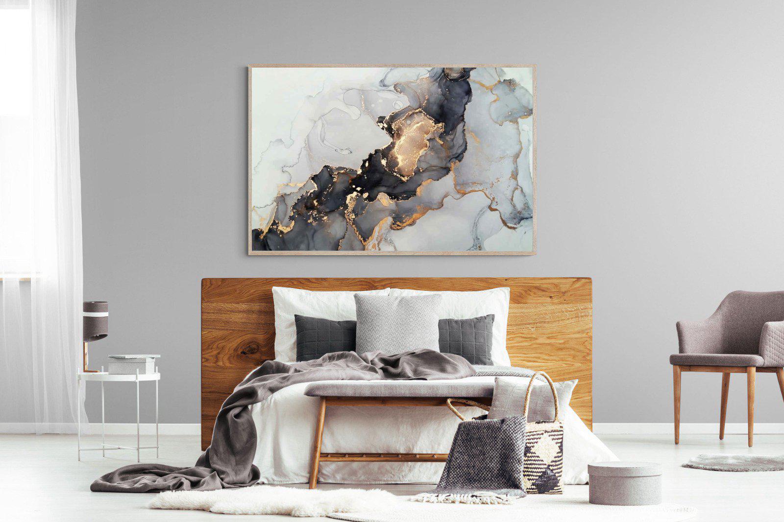 Grey & Gold Marble-Wall_Art-150 x 100cm-Mounted Canvas-Wood-Pixalot