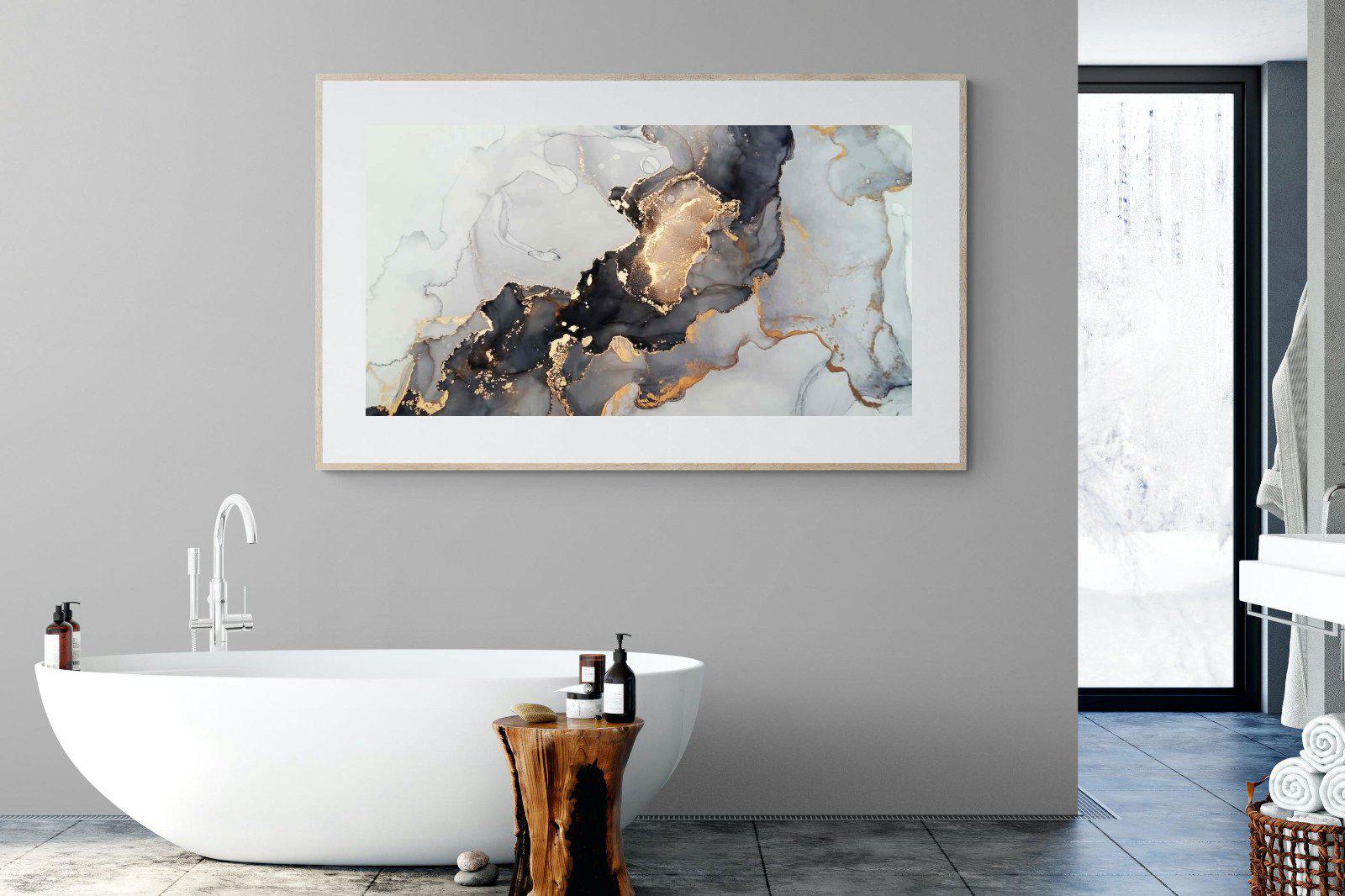 Grey & Gold Marble-Wall_Art-180 x 110cm-Framed Print-Wood-Pixalot