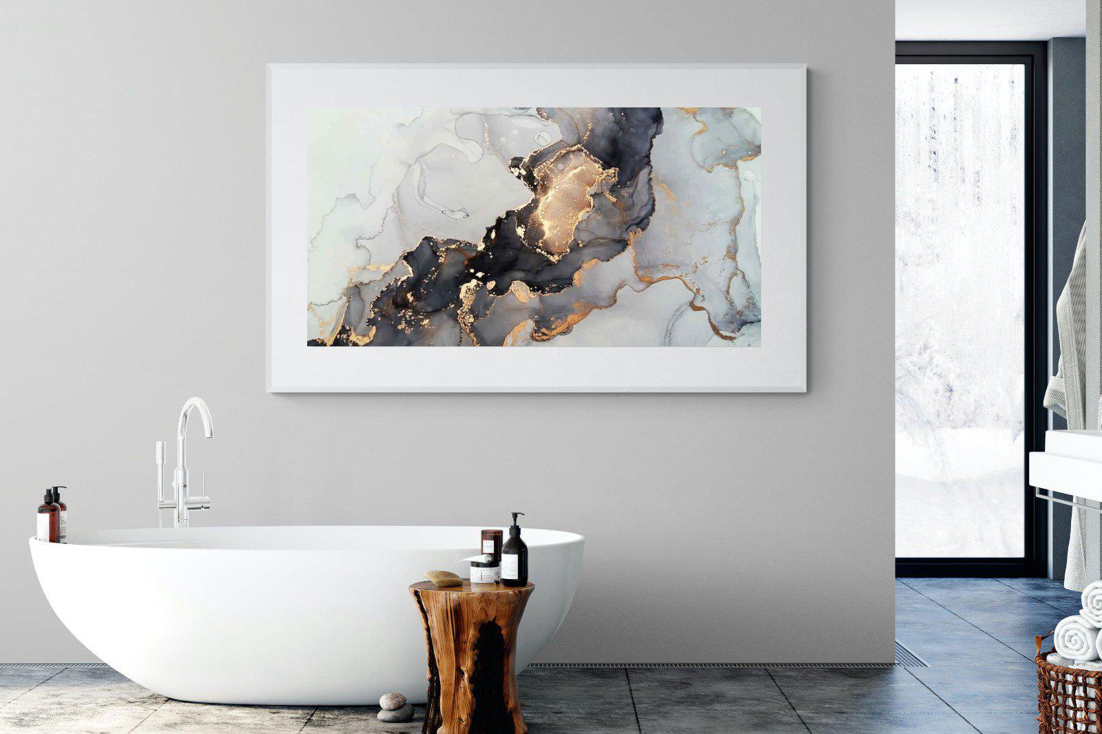 Grey & Gold Marble-Wall_Art-180 x 110cm-Framed Print-White-Pixalot