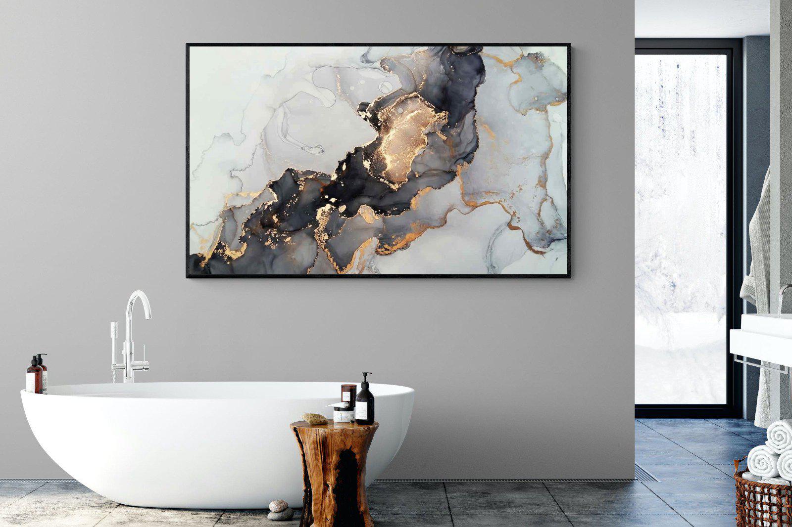 Grey & Gold Marble-Wall_Art-180 x 110cm-Mounted Canvas-Black-Pixalot
