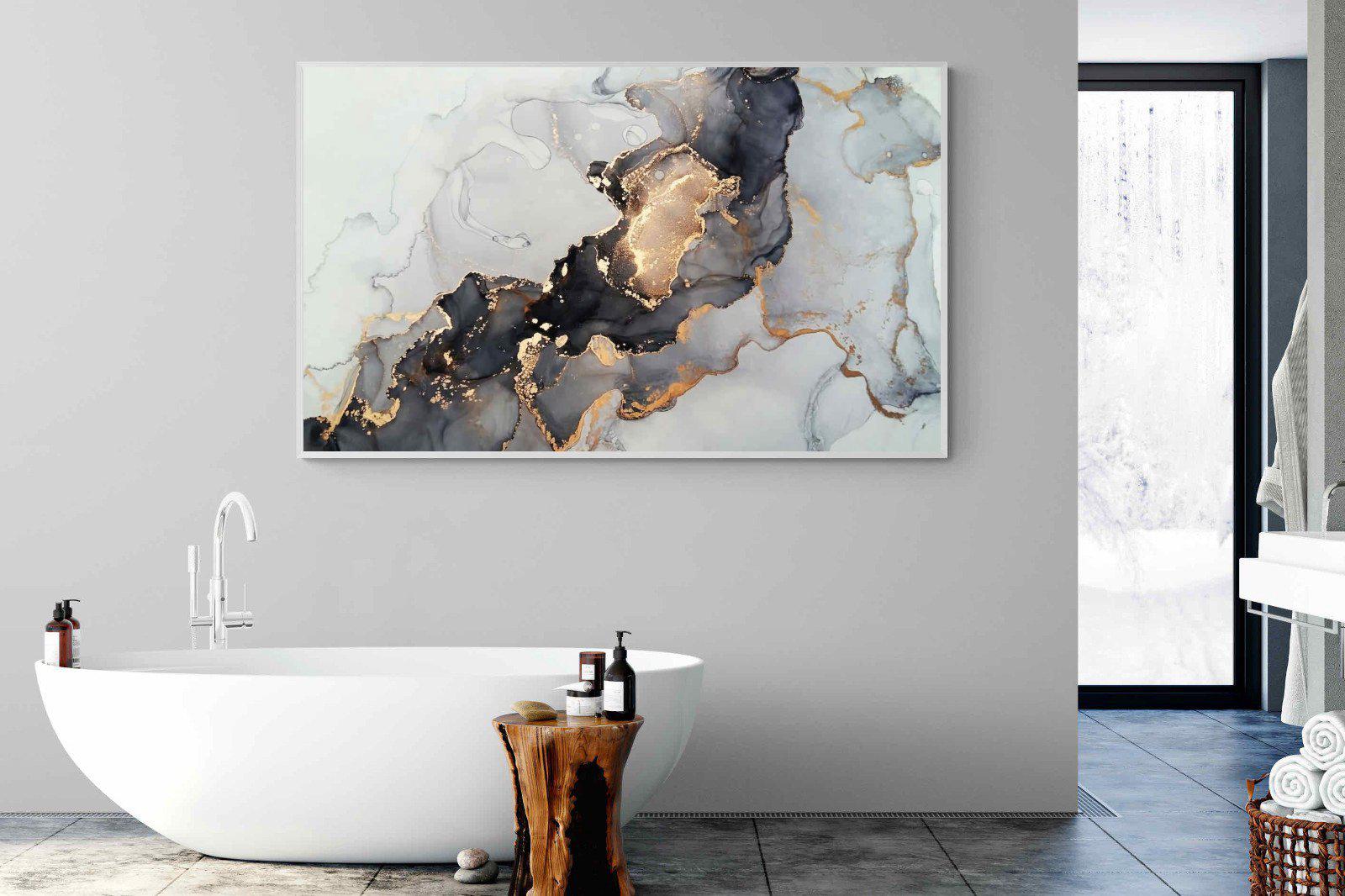 Grey & Gold Marble-Wall_Art-180 x 110cm-Mounted Canvas-White-Pixalot