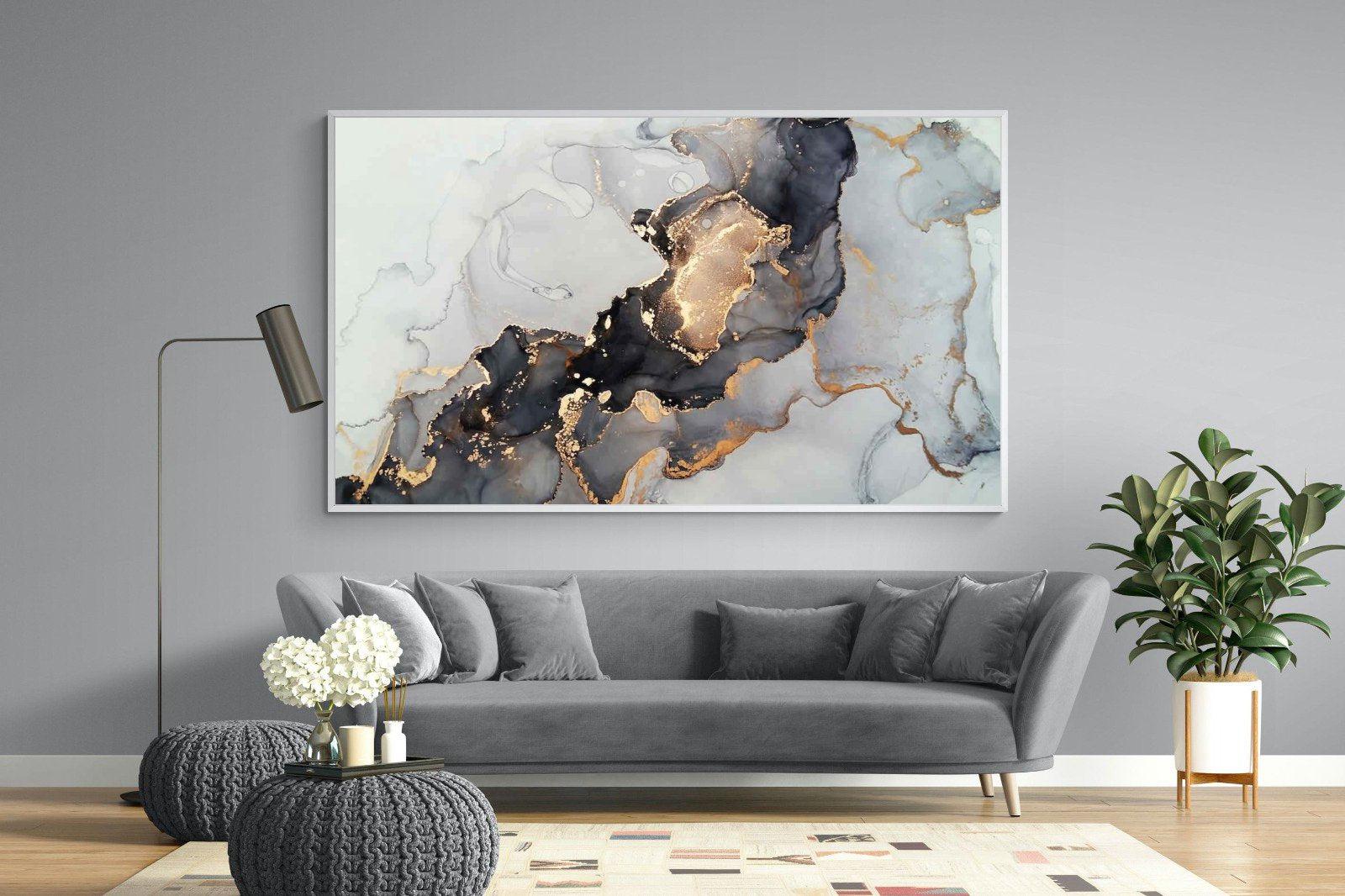 Grey & Gold Marble-Wall_Art-220 x 130cm-Mounted Canvas-White-Pixalot