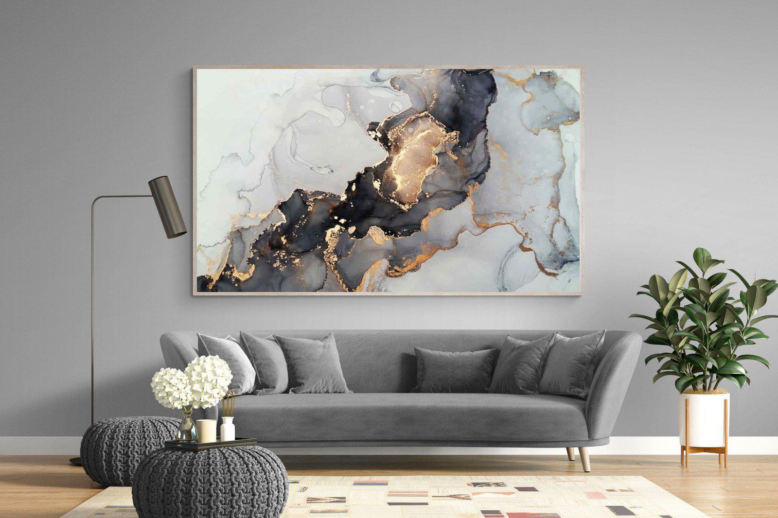 Grey & Gold Marble-Wall_Art-220 x 130cm-Mounted Canvas-Wood-Pixalot
