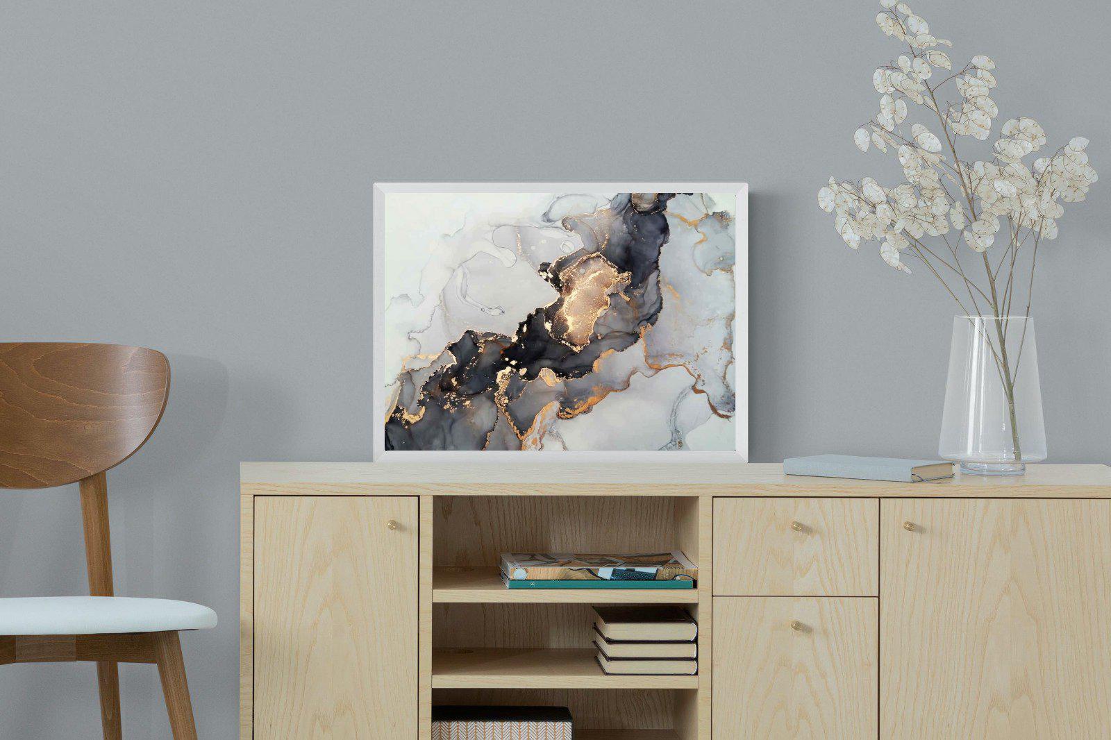 Grey & Gold Marble-Wall_Art-60 x 45cm-Mounted Canvas-White-Pixalot