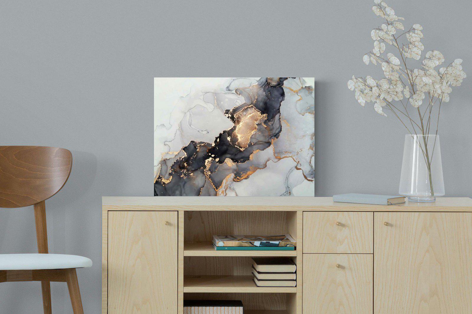 Grey & Gold Marble-Wall_Art-60 x 45cm-Mounted Canvas-No Frame-Pixalot