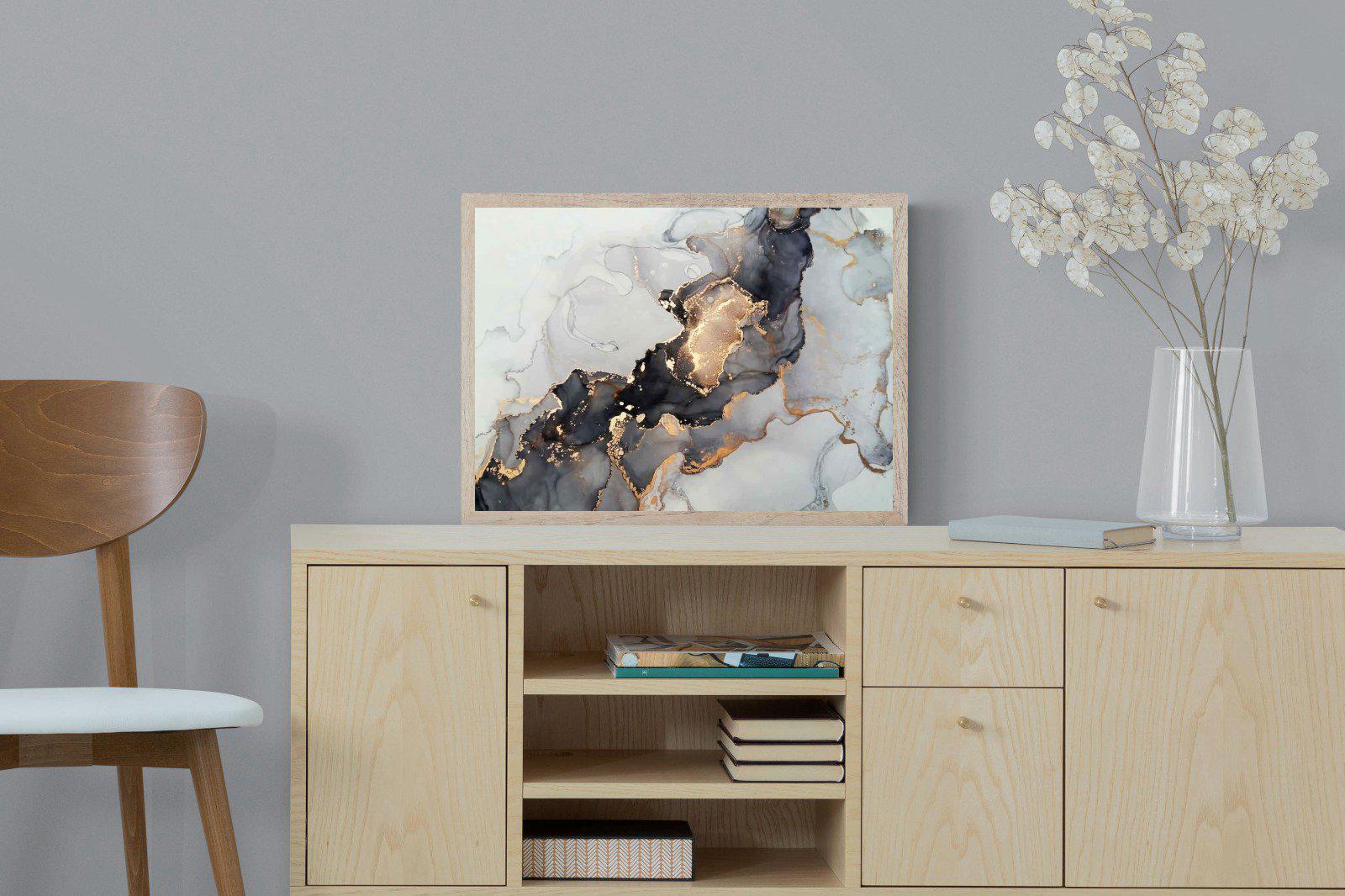 Grey & Gold Marble-Wall_Art-60 x 45cm-Mounted Canvas-Wood-Pixalot