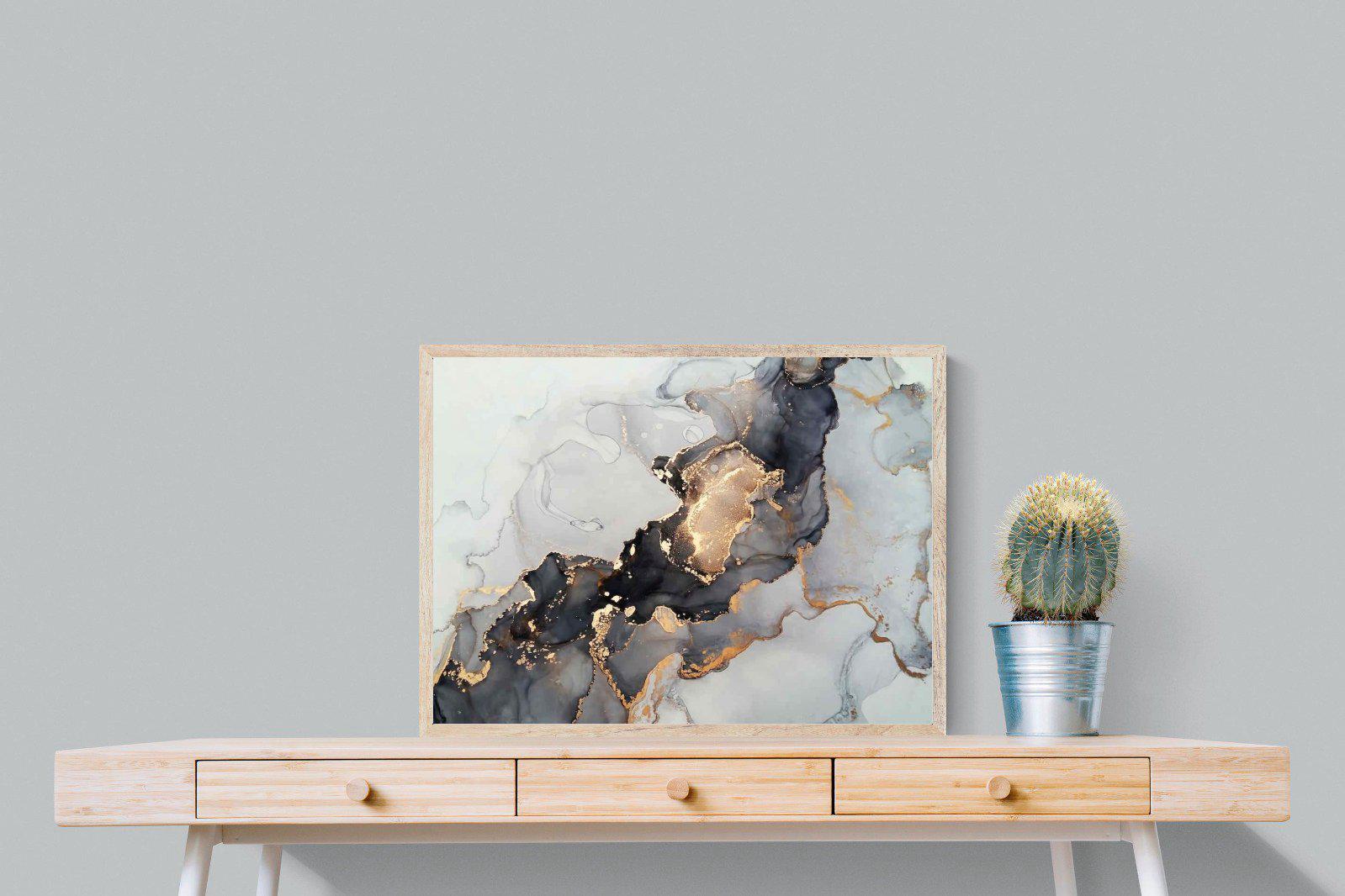 Grey & Gold Marble-Wall_Art-80 x 60cm-Mounted Canvas-Wood-Pixalot