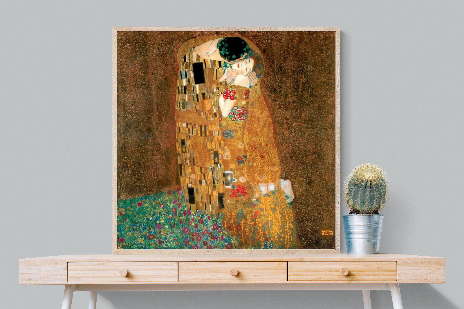 Gustav Klimt The Kiss-Wall_Art-100 x 100cm-Mounted Canvas-Wood-Pixalot
