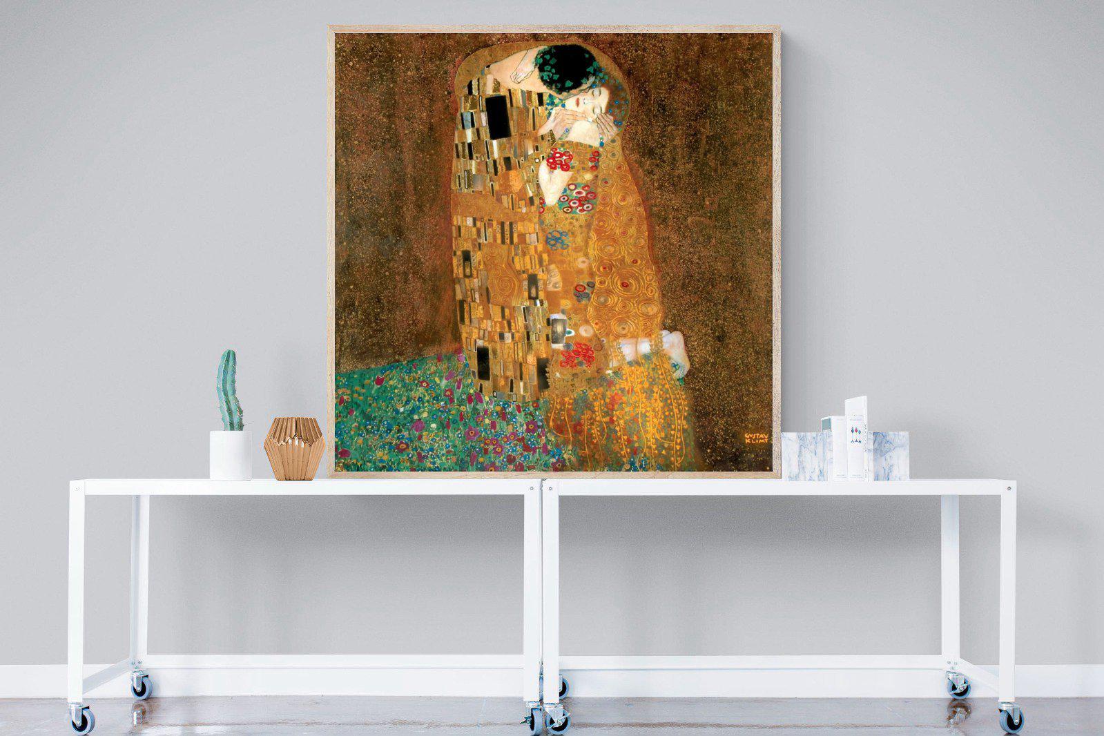 Gustav Klimt The Kiss-Wall_Art-120 x 120cm-Mounted Canvas-Wood-Pixalot