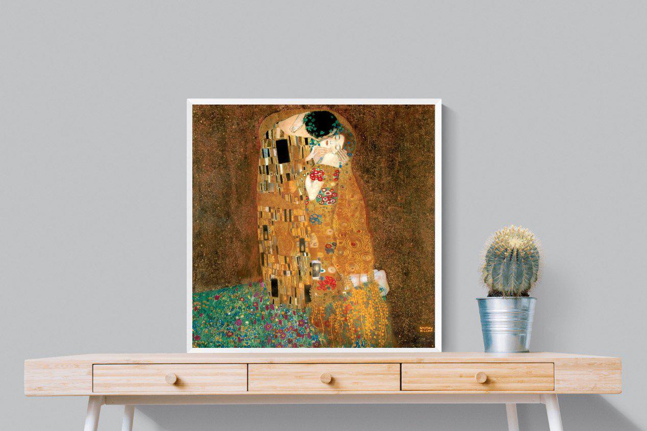 Gustav Klimt The Kiss-Wall_Art-80 x 80cm-Mounted Canvas-White-Pixalot