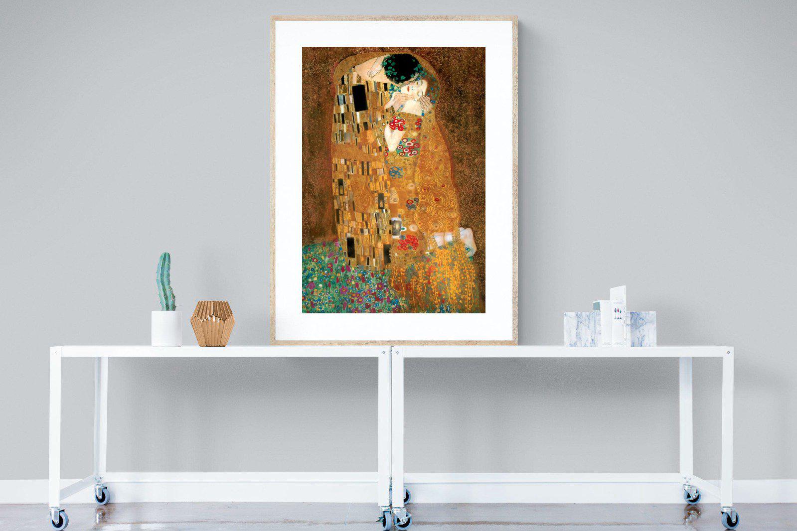 Gustav Klimt The Kiss-Wall_Art-90 x 120cm-Framed Print-Wood-Pixalot