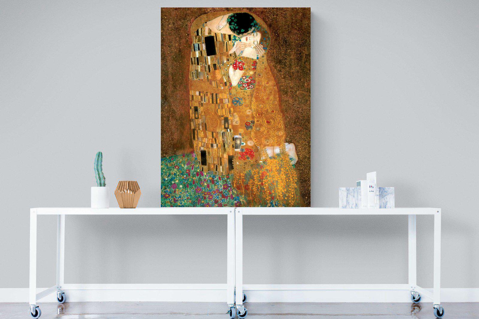Gustav Klimt The Kiss-Wall_Art-90 x 120cm-Mounted Canvas-No Frame-Pixalot