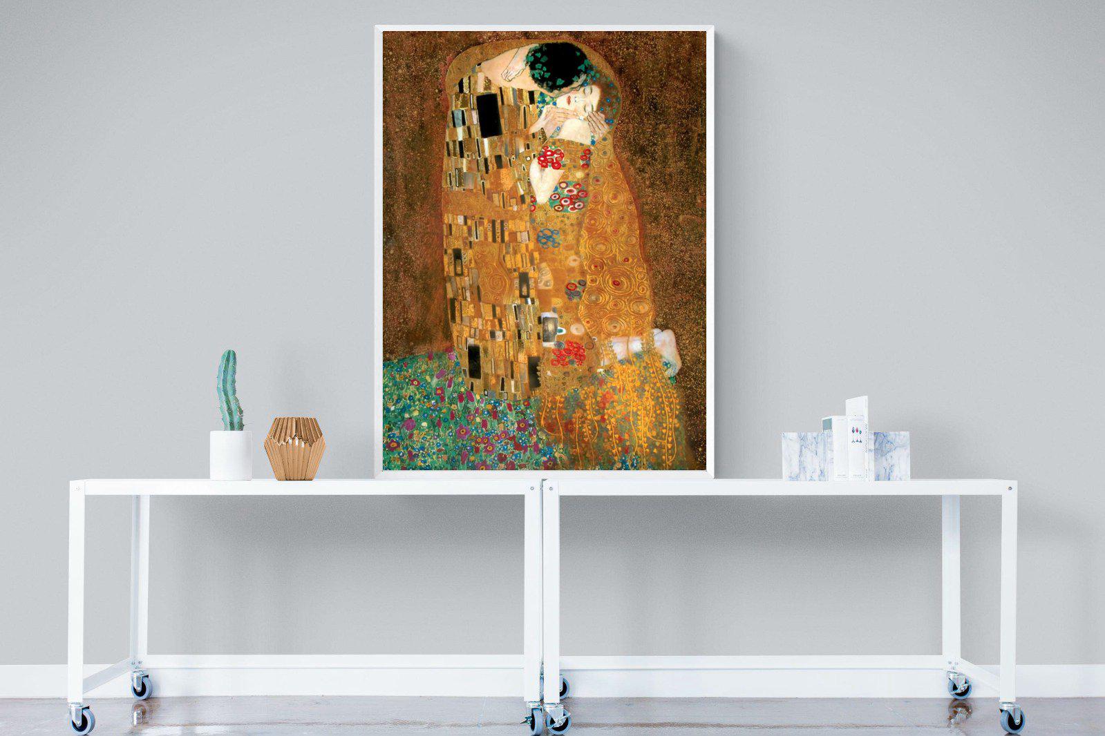 Gustav Klimt The Kiss-Wall_Art-90 x 120cm-Mounted Canvas-White-Pixalot