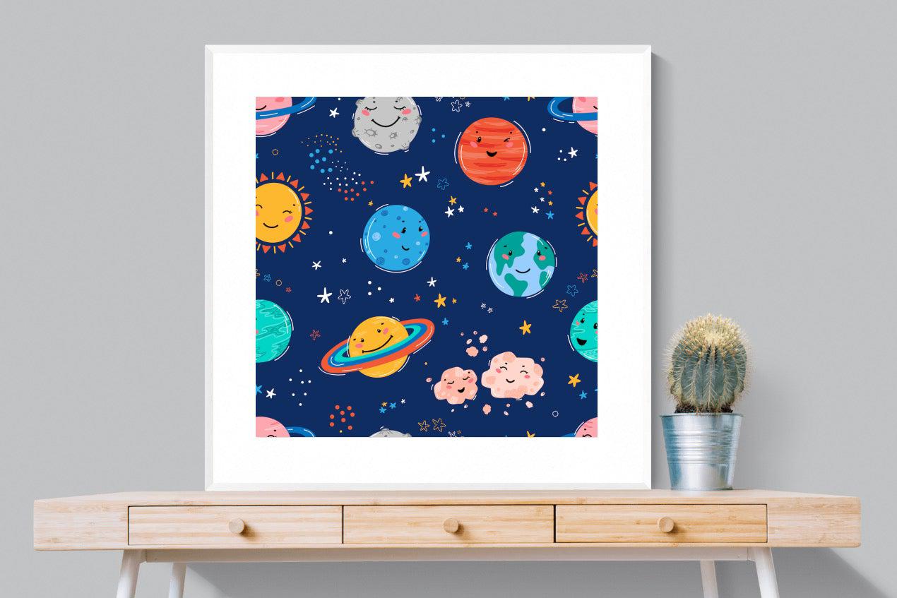 Happy Planets-Wall_Art-100 x 100cm-Framed Print-White-Pixalot