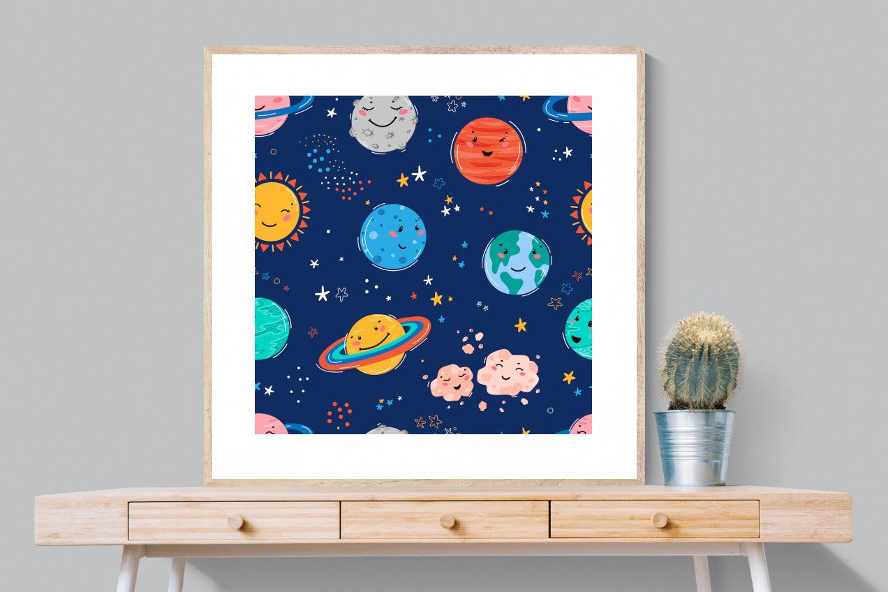 Happy Planets-Wall_Art-100 x 100cm-Framed Print-Wood-Pixalot