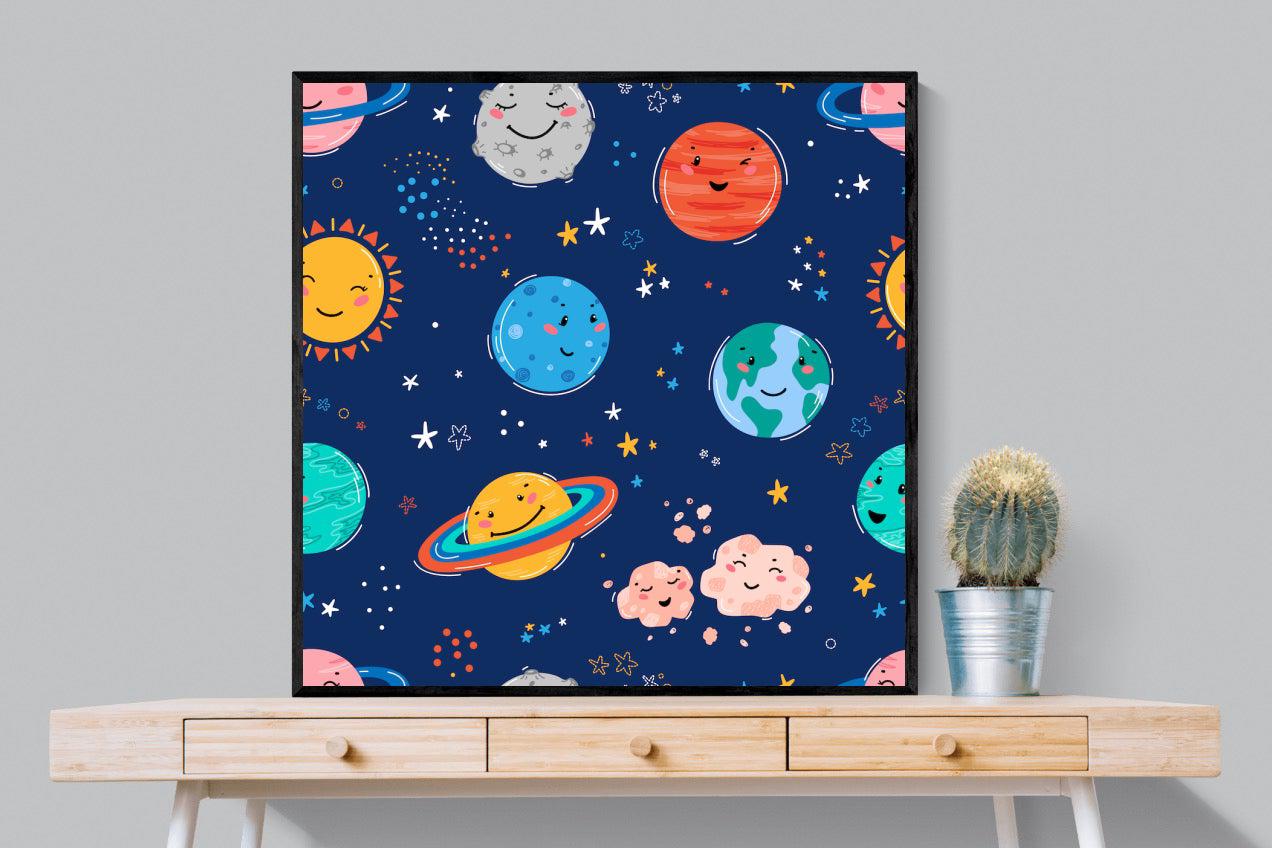 Happy Planets-Wall_Art-100 x 100cm-Mounted Canvas-Black-Pixalot