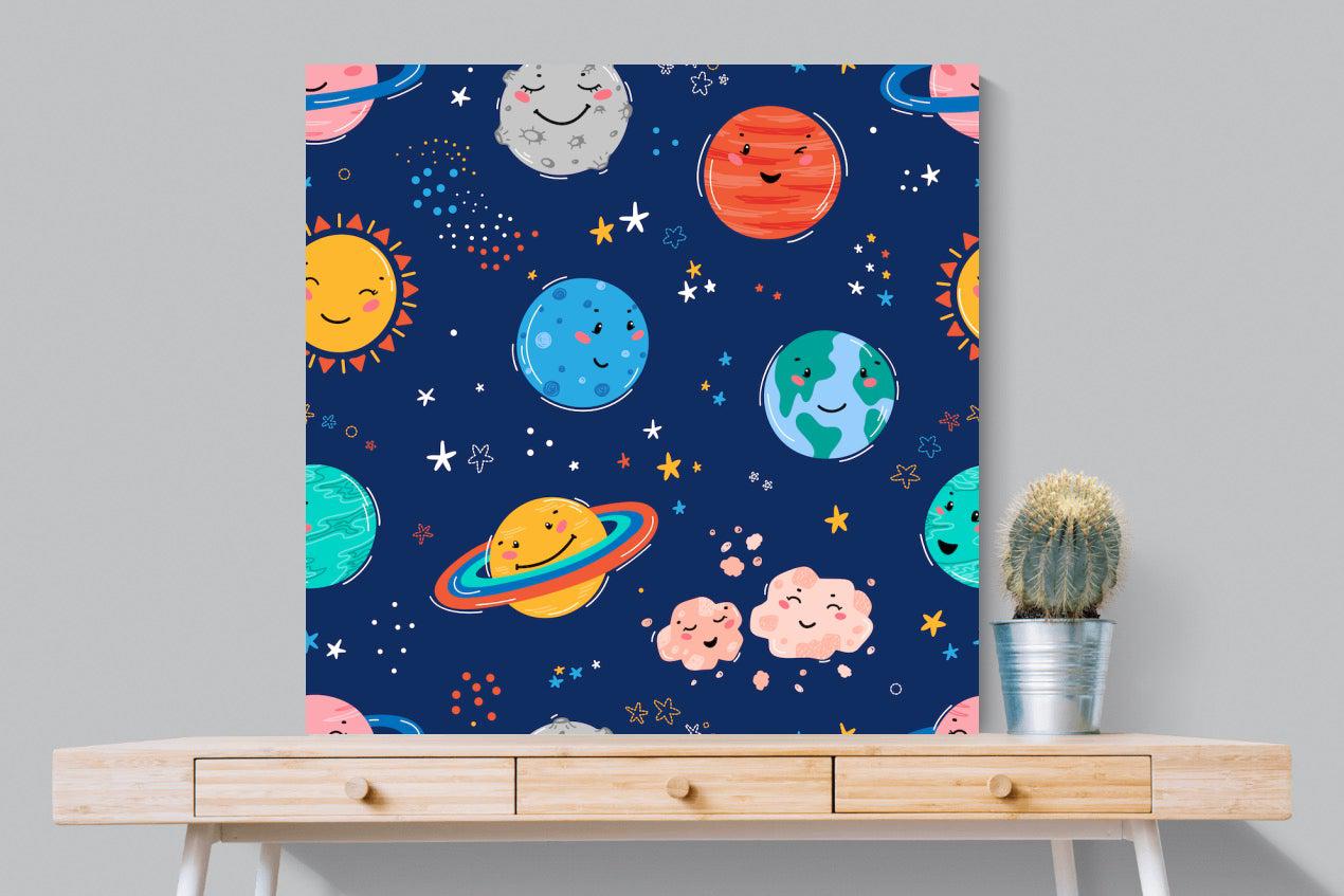 Happy Planets-Wall_Art-100 x 100cm-Mounted Canvas-No Frame-Pixalot
