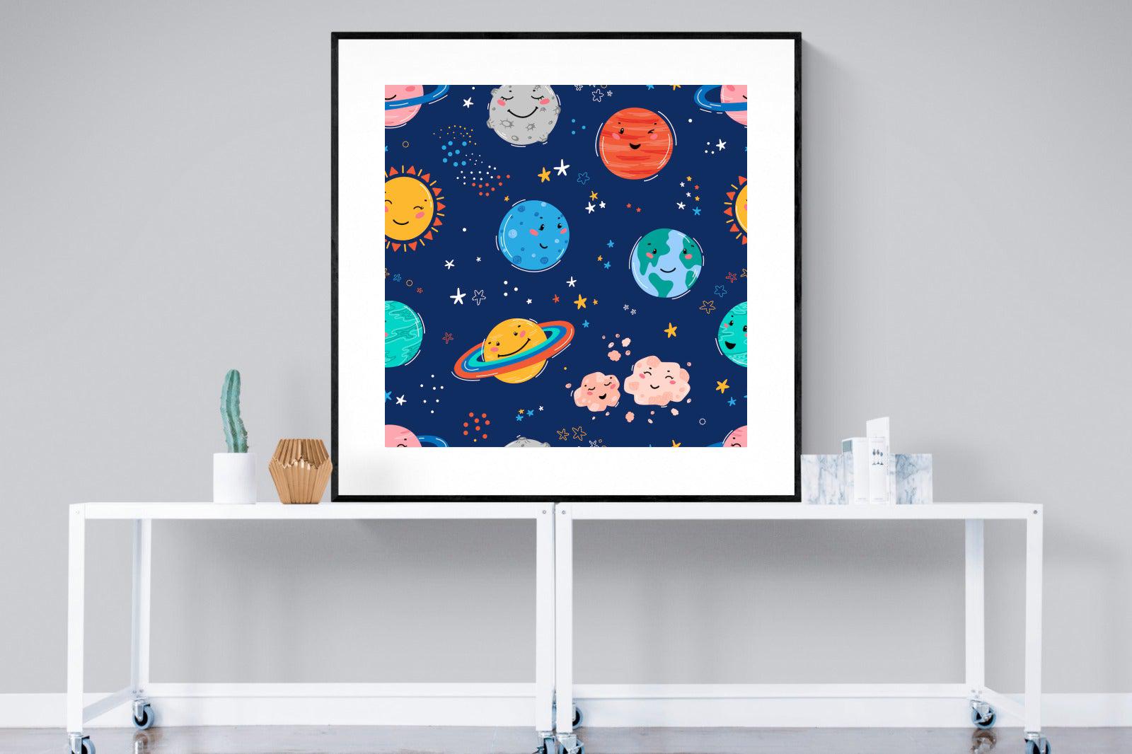 Happy Planets-Wall_Art-120 x 120cm-Framed Print-Black-Pixalot